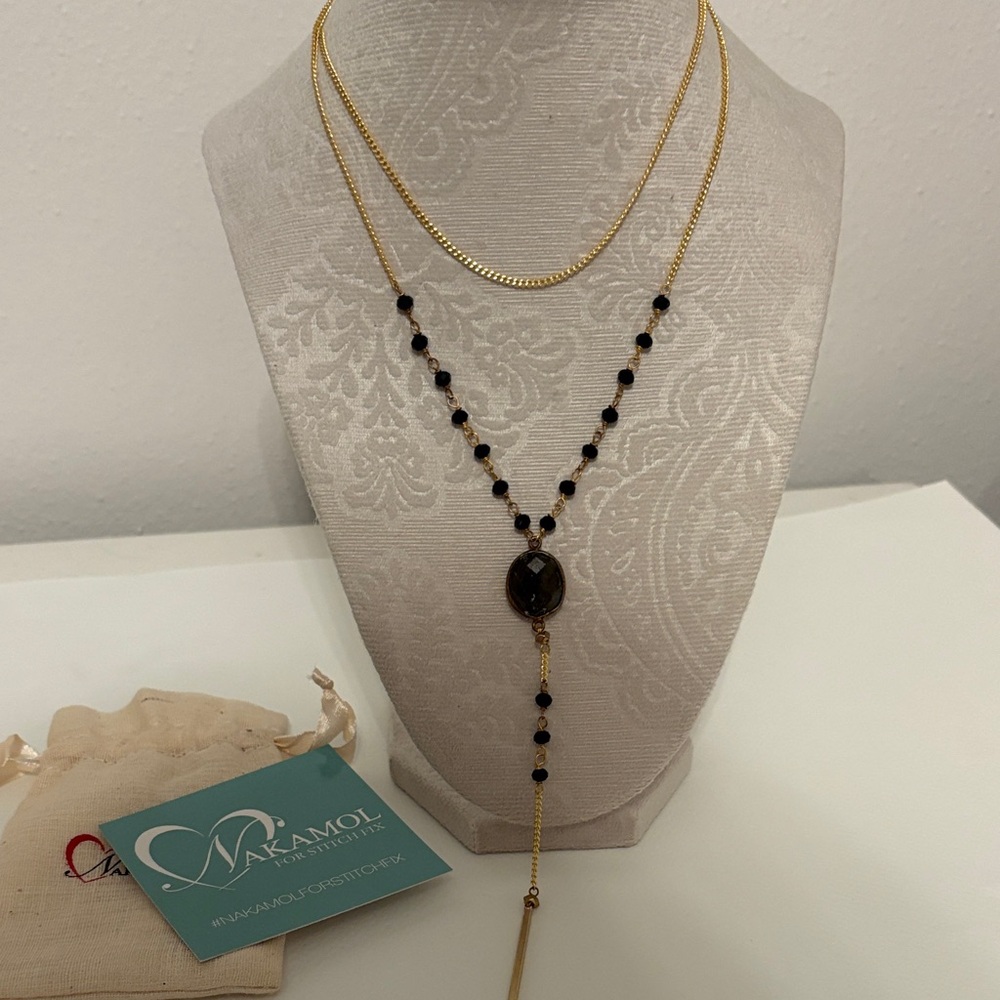 Nakamol Gold and Black Beaded Necklace